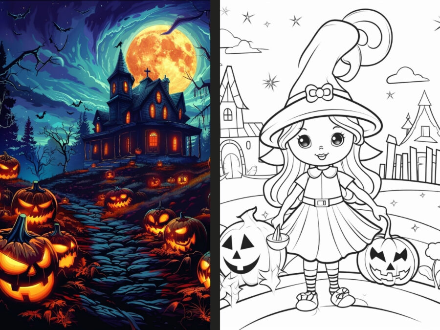 mini halloween coloring pages for Kids