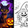 cute halloween coloring pages for Girls