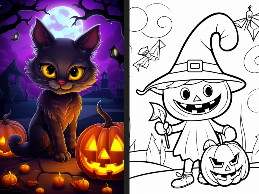 cute halloween coloring pages for Girls