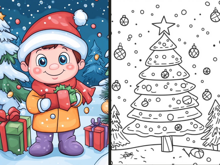 santa christmas coloring pages for Kids