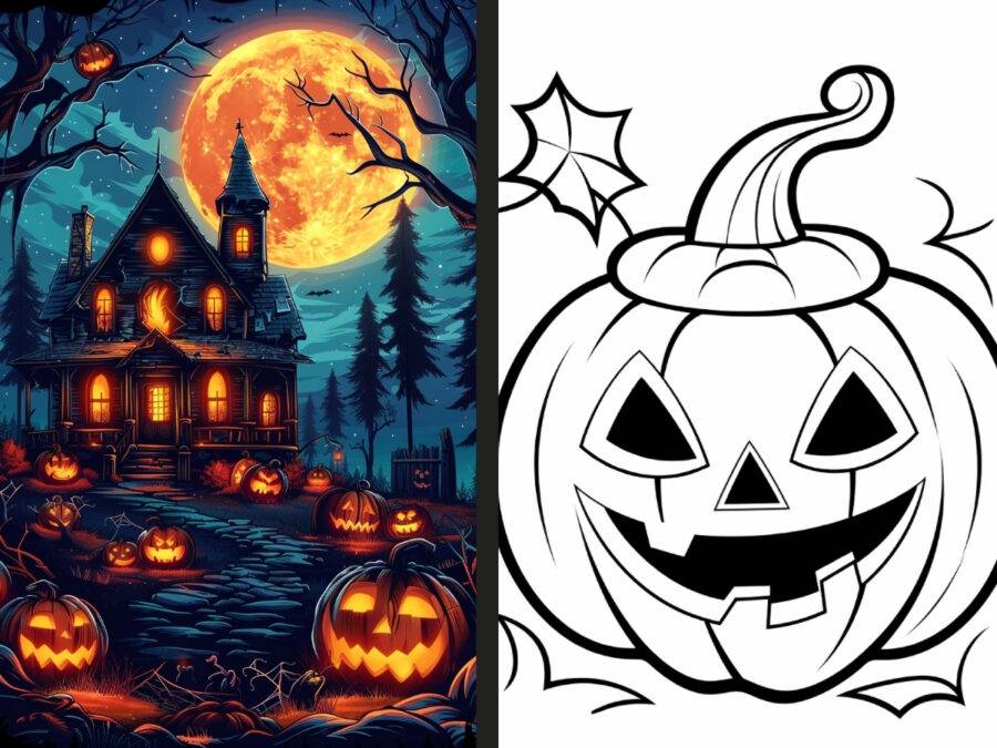 anime halloween coloring pages for Adults