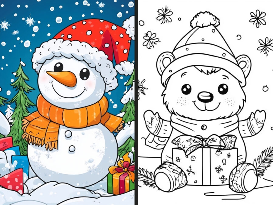 christmas bunny coloring pages for Kids