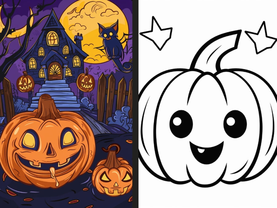 haunted house spooky halloween coloring pages for Kids